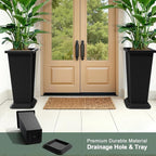 Tall Black Planters Outdoor Set of 2, Large Outdoor Tall Planters Pots - Image 4
