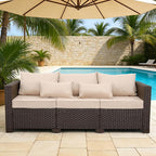 Outdoor Furniture Couch 3 Seater Sofa Outdoor Brown Wicker Sofa Deep Seat High by RattanStar