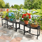 VINGLI Outdoor Metal Curved Bench, Weatherproof Fire Pit Bench Set of 4 - Image 8