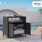 Outsunny Wicker Outdoor Storage Cabinet, Rattan Outdoor Bar Table - Image 2