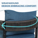 Grand patio Outdoor Dining Set for 6, Metal Woven Wicker Fixed Patio Chairs - Image 2