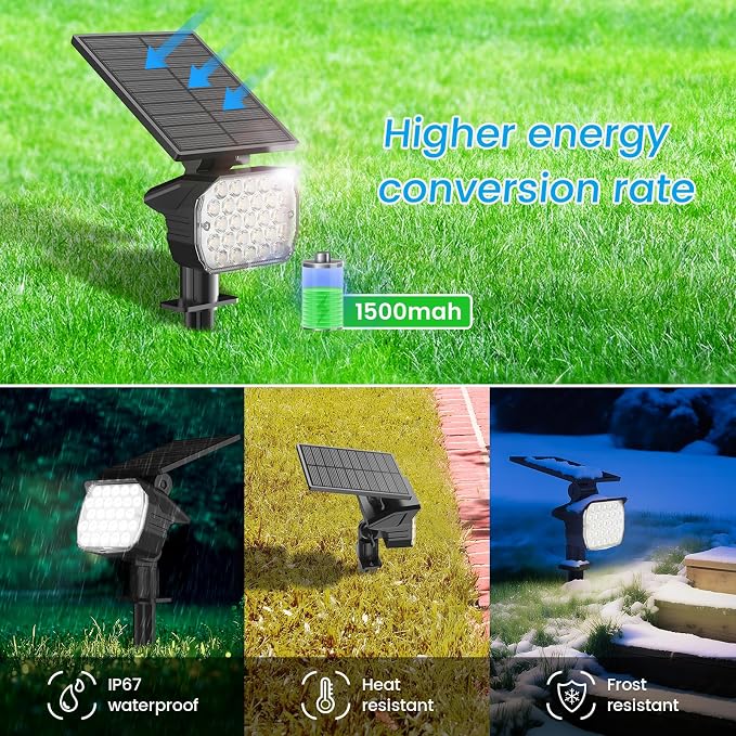 VOLISUN Solar Spotlight Outdoor, IP67 Waterproof Solar Landscape Spot - Image 5