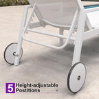 PURPLE LEAF Lounge Chair Outdoor Set 2 Pieces White Aluminum Chaise Lounge - Image 7