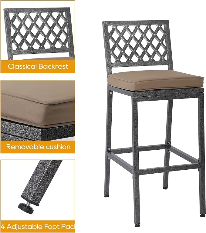 3-Piece Outdoor Patio Bar Set, Bar Height Patio Dining Set, Weather-Resistant - Image 4