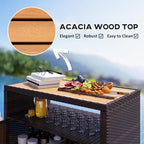 Outsunny Wicker Outdoor Storage Cabinet, Rattan Outdoor Bar Table - Image 6