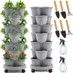 Umigy 2 Set Light Gray 7 Tier Stackable Vertical Planters by Umigy
