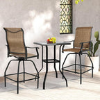 LEVELEVE Patio Bar Set 3pcs Swivel Bar Stools Outdoor Bistro Textilene - Image 7