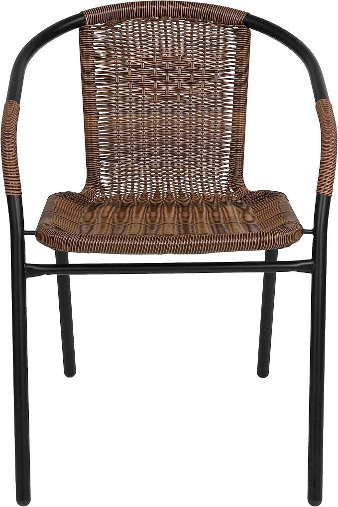 EMMA + OLIVER Set of 2 Modern Rattan Indoor/Outdoor Stack Chairs, Stacking - Image 7