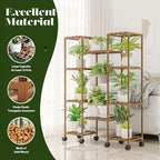 Plant Stand with Wheels Outdoor Indoor Hanging Plant Shelf - Image 3