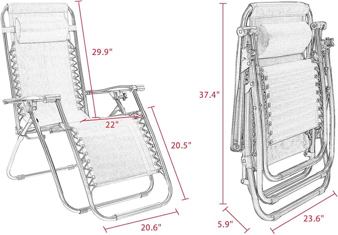 Homall Zero Gravity Chair Adjustable Folding Lawn Lounge Chairs Outdoor Lounge - Image 3