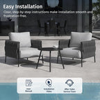 East Oak 3-Piece Patio Furniture Set | Armchairs & Coffee Table | Outdoor - Image 8