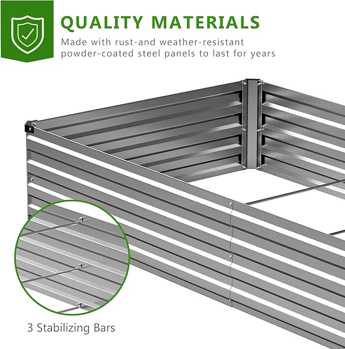 2PCS 7x3x1ft Galvanized Raised Garden Bed Kit, Metal Planter Box - Image 4