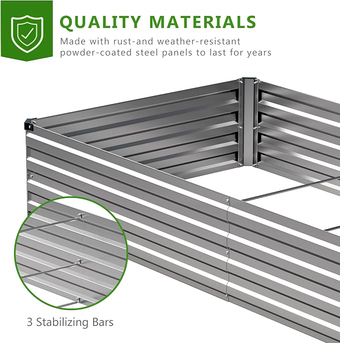 2PCS 10x3x1ft Galvanized Raised Garden Bed Kit, Metal Planter Box - Image 4