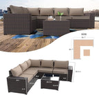Kullavik 6PCS Outdoor Patio Furniture Set PE Wicker Rattan Sectional Sofa Patio - Image 6