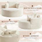 Oversized Round Chaise Longue Chair Indoor, Modern 55-inch Upholstered Corduroy - Image 5