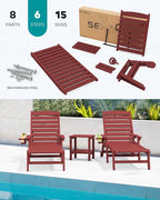 SERWALL Patio Chaise Lounge Chair Set of 2, Poly Lounge Chair - Image 6