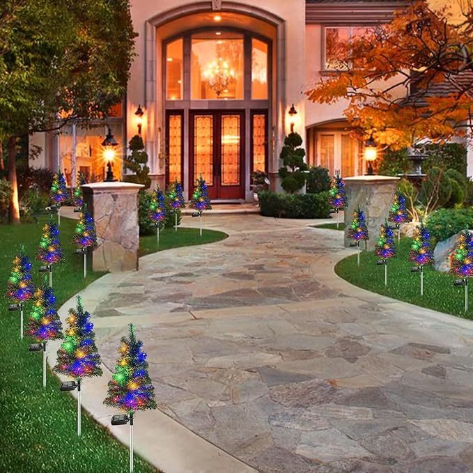 4PCS Solar Christmas Tree Garden Stake Lights Waterproof Christmas Decorations - Image 7