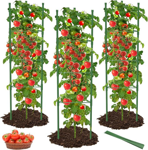 3 Pack Tomato Cages for Garden, 51in*13in Adjustable Tomatoes Plant Stakes by MYMULIKEHOME