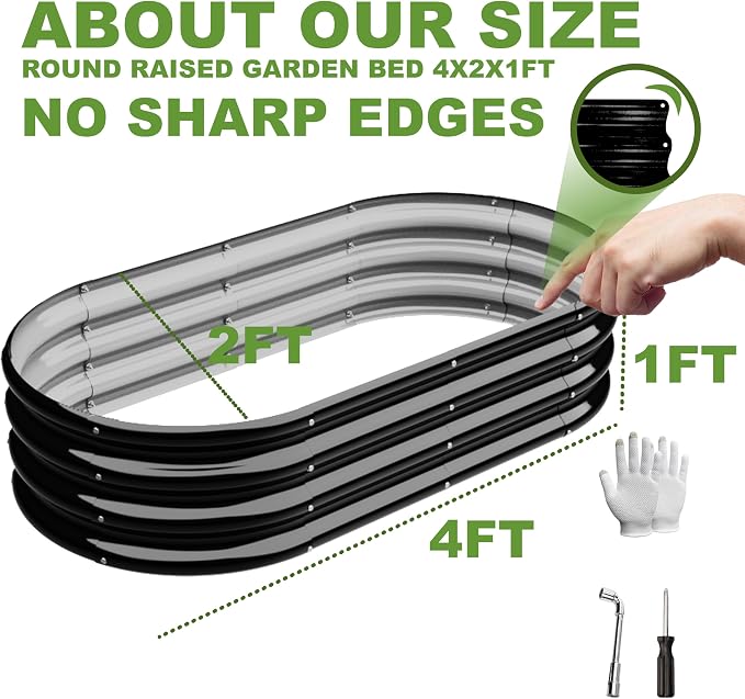 2Pcs 4X2X1ft Oval Raised Garden Bed Kit, Galvanized Raised Garden Beds Outdoor - Image 4