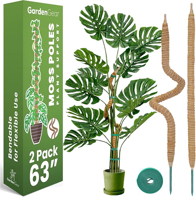 2 Pack 63 Inch Bendable Moss Pole Monstera Plant Support Stakes by Sproot