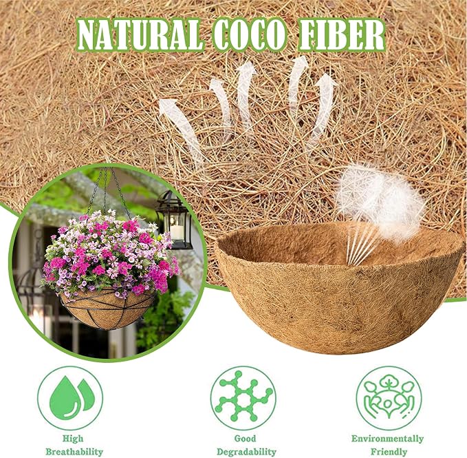 20 Inch 4 Pack Natural Coconut Husk Fiber Liners - Image 2