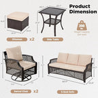 HOMREST 6 Piece Patio Furniture Set, Wicker Outdoor Conversation Sofa Set - Image 5