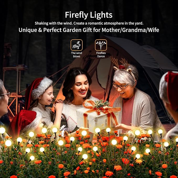 Solar Lights Outdoor Waterproof 4 Pack of 32 LEDs Garden Patio Firefly - Image 5