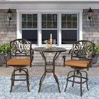 VIVIJASON 3-Piece Patio Swivel Bar Stools Set, All Weather Cast Aluminum - Image 6