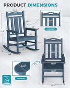 Ciokea Oversized Outdoor Rocking Chairs Set of 3, 380lbs Heavy-Duty Large Patio - Image 3