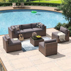 Aoxun 7 Piece Patio Furniture Set Wicker Rattan Patio Conversation Set Outdoor - Image 3