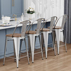 Yongqiang 24 inch Bar Stools Set of 4 Metal Kitchen Counter Height Bar Chairs - Image 8