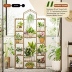 Bamworld 74.4" Tall Plant Stand Indoor Outdoor Wood Plant Shelf Hanging Plant - Image 2