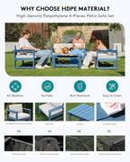 SERWALL 8 Pieces HDPE Outdoor Conversation Sofa Set - Image 4