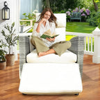 Outdoor Wicker Recliner Chair, 145° Patio Lounge Chair - Image 9
