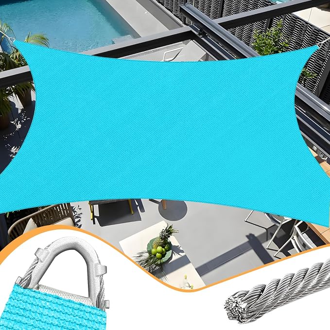 16' x 20' Sun Shade Sail Turquoise Curved Commercial Outdoor Shade Cover by OOTONAT