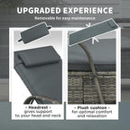 Outsunny Wicker Outdoor Chaise Lounge, 5-Level Adjustable Backrest PE Rattan - Image 5