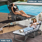 MOPHOTO Folding Chaise Lounge Chair 5-Position, Folding Cot, Heavy Duty Patio - Image 5
