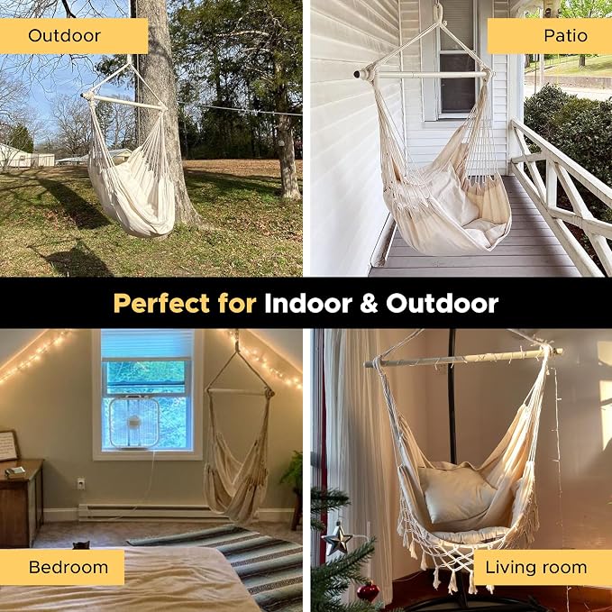 MIZTLI Hammock Chair Hanging Chair Swing Chair XXL Large Macrame Swing Indoor - Image 5