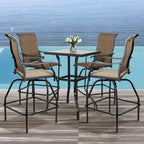 LEVELEVE Patio Bar Set 5pcs Swivel Bar Stools Outdoor Bistro Textilene - Image 2
