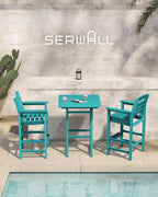 SERWALL Balcony Adirondack Chairs and Table 3 Pieces Set, Adirondack Bar Height - Image 6