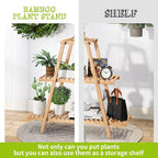 BMOSU Plant Stand Bamboo for Indoor Outdoor Tiered Plant Shelf 8 Potted Flower - Image 6