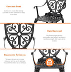 NUU GARDEN 3-Piece Outdoor Bistro Set, Round 24 Inch Cast Aluminum Bistro Table - Image 6