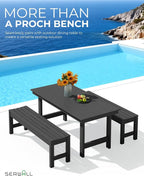 SERWALL 47 Inches Outdoor Bench Set of 2, All Weather HDPE Backless Bench - Image 5