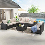 10 Pieces Patio Furniture Set All-Weather Outdoor Wicker Sectional Conversation - Image 7