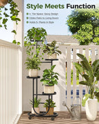 Bamworld Tall Plant Stand Indoor Outdoor Plant Stand - Image 5