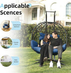 Double Egg Chair with Stand Hammock Swing Chair Foldable Hanging Loveseat - Image 6