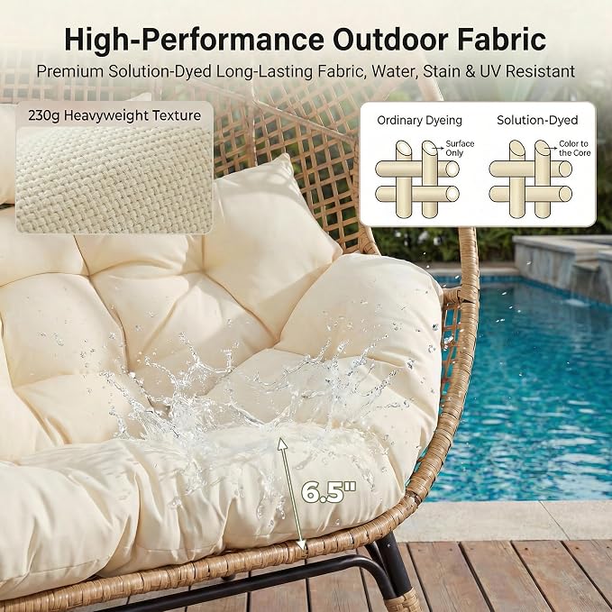 NICESOUL® Double Egg Chair Indoor Outdoor Stationary Oversized Thicken Padded - Image 8
