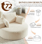 Oversized Round Chaise Longue Chair Indoor, Modern 55-inch Upholstered Corduroy - Image 6