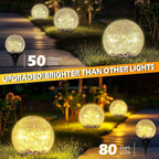 Coroor Garden Solar Ball Lights Outdoor Waterproof, 80 LED Cracked Glass Globe - Image 2