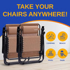 SereneLife Zero Gravity Outdoor Lounge Chairs 2 Pack – Folding Recliners - Image 6